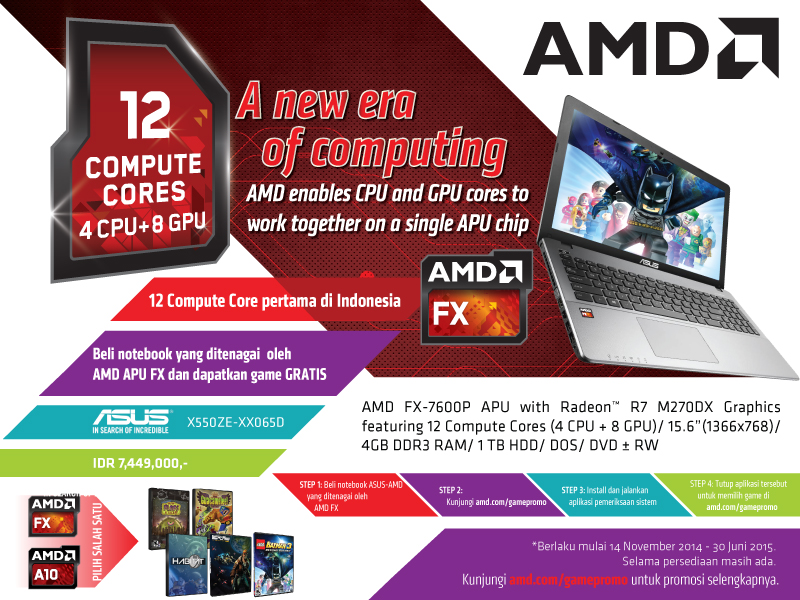 Promo ASUS X550ZE dengan AMD APU FX