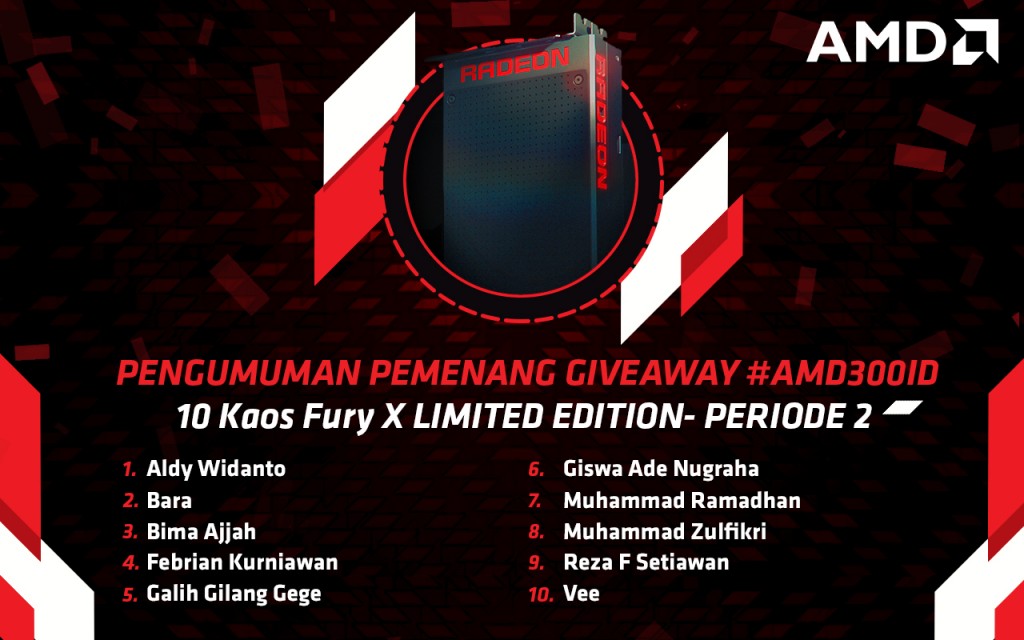 Pemenang 10 Kaos Fury X Limited Edition - Periode 2