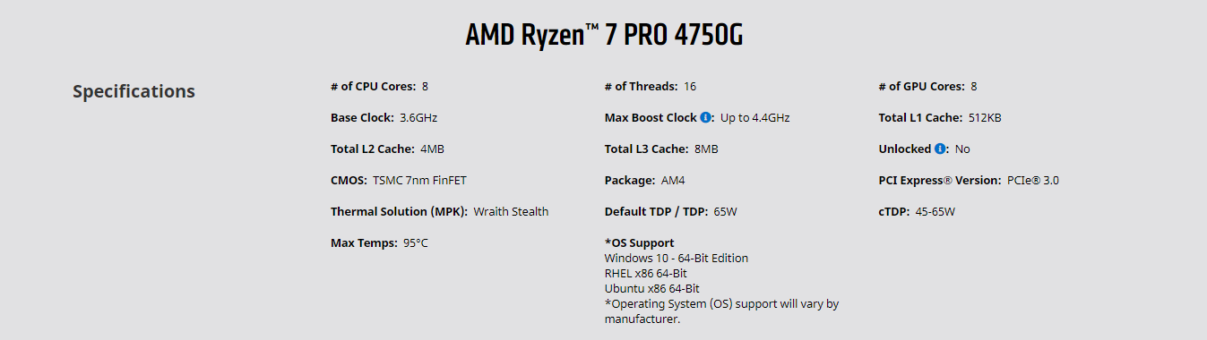 AMD Ryzen PRO 7 4750G