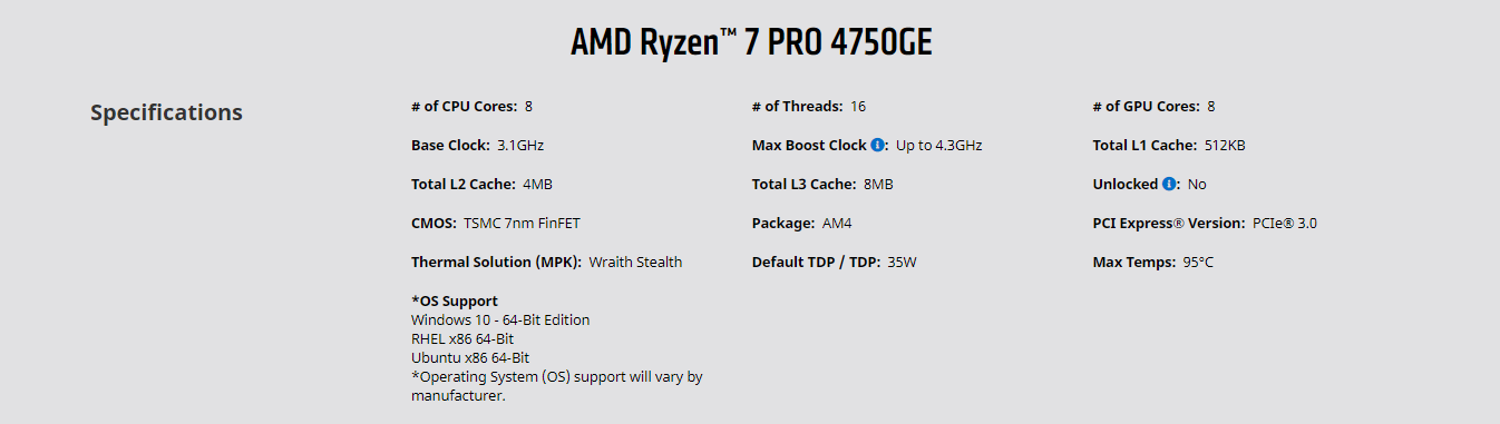 AMD Ryzen PRO 7 4750GE