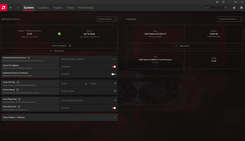AMD Radeon Software Adrenalin UI